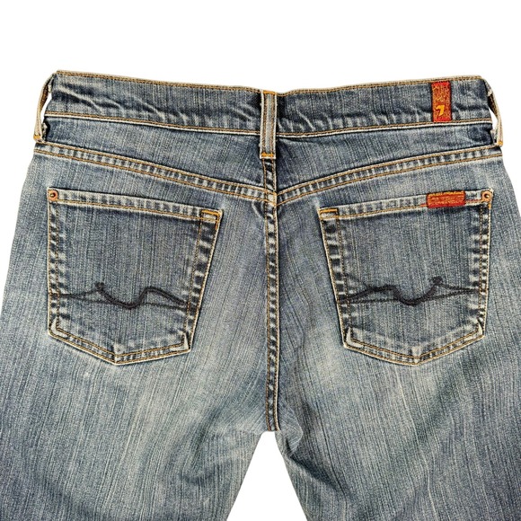 7 For All Mankind Womens Jeans 29 Bootcut Denim Medium Wash USA Made Flare - Picture 9 of 10